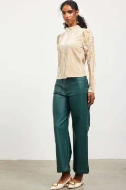 SKIES ARE BLUE Crinkled Velvet Mock Neck Top* Long Sleeve Tops