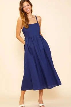 SKIES ARE BLUE Criss Cross Back Tie Midi Dress* Midi Dresses