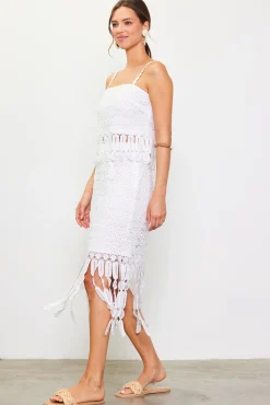 SKIES ARE BLUE Crochet Cami With Fringe Detail* Sleeveless Tops