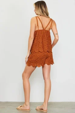 SKIES ARE BLUE Crochet Scalloped Hem Tank Top* Sleeveless Tops