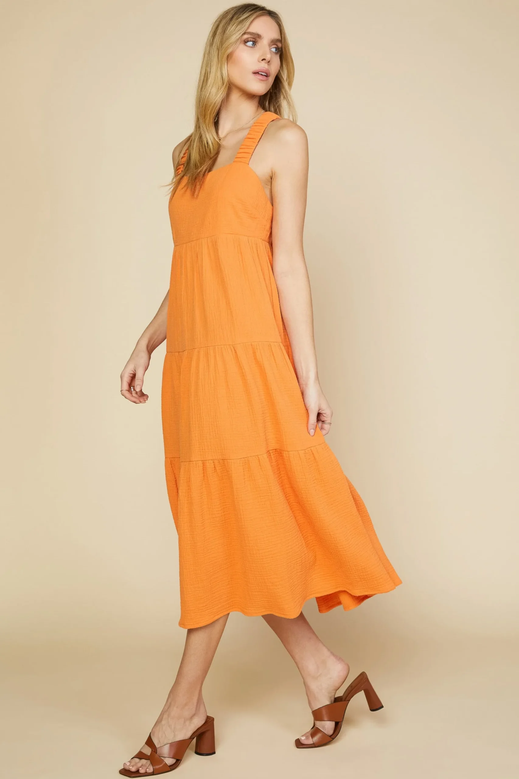 SKIES ARE BLUE Cross Back Tiered Maxi Dress* Maxi Dresses