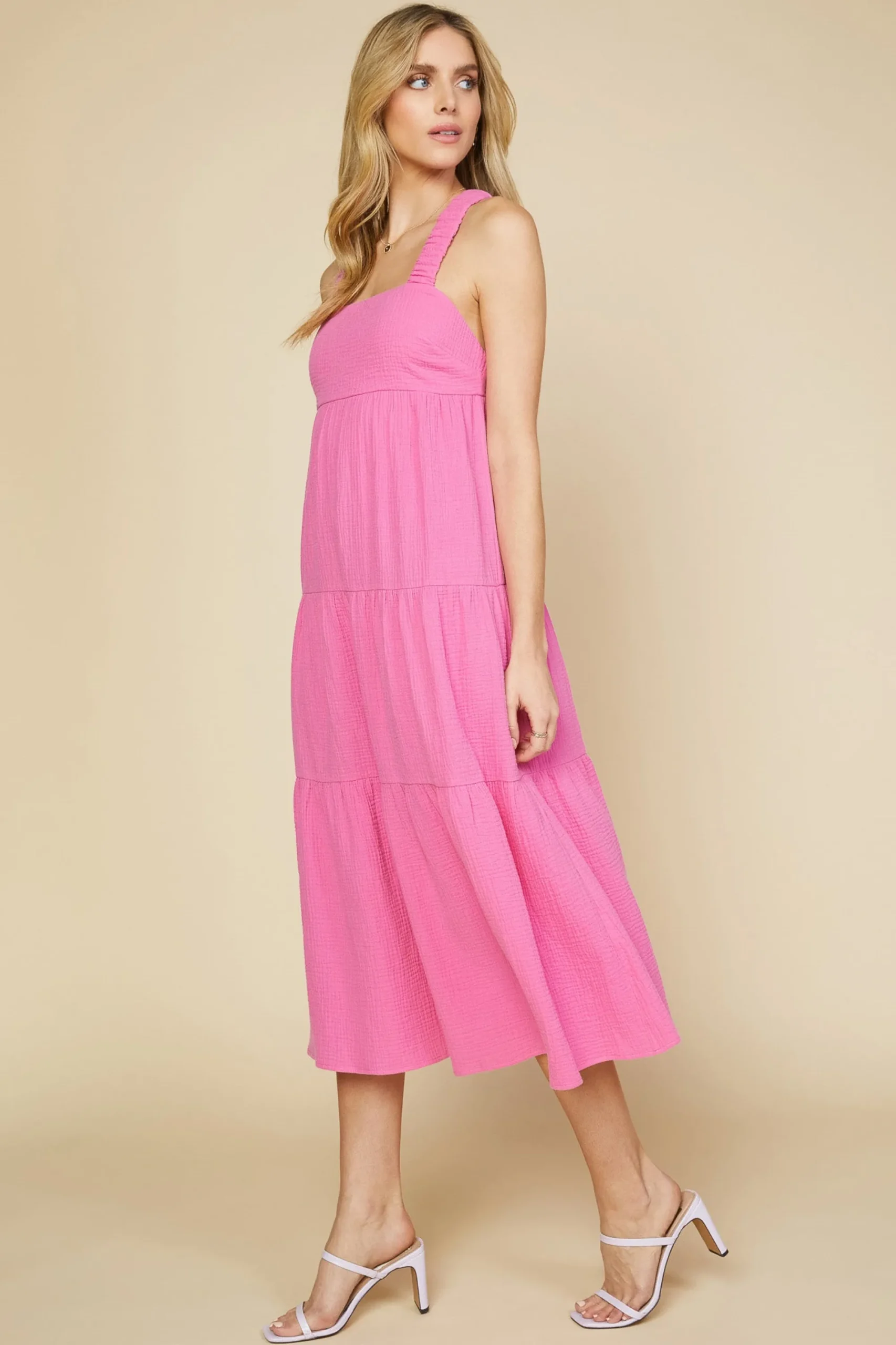 SKIES ARE BLUE Cross Back Tiered Maxi Dress* Maxi Dresses