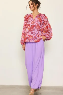 SKIES ARE BLUE Dahlia Print Longsleeve Blouse* Blouses|Long Sleeve Tops