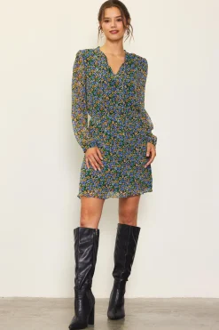 SKIES ARE BLUE Daisy Print Pleated Mini Dress* Mini Dresses