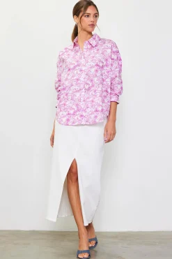 SKIES ARE BLUE Daphne Floral Print Button Down Blouse* Blouses|Long Sleeve Tops