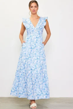 SKIES ARE BLUE Daphne Floral Print Ruffled Maxi Dress* Maxi Dresses