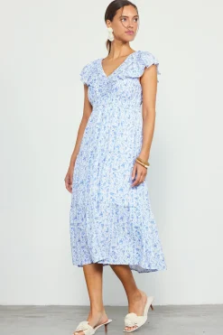 SKIES ARE BLUE Darcy Floral Print Midi Dress* Midi Dresses