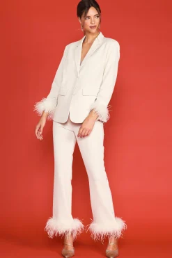 SKIES ARE BLUE Detachable Feather Cuff Blazer* Blazers