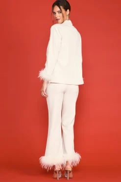 SKIES ARE BLUE Detachable Feather Cuff Blazer* Blazers