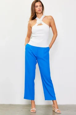 SKIES ARE BLUE Detachable Rosette Knit Halter Top* Sleeveless Tops