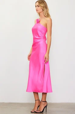 SKIES ARE BLUE Detachable Rosette Metallic Strap Midi Dress* Midi Dresses