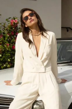 SKIES ARE BLUE Double Breasted Crop Blazer* Blazers