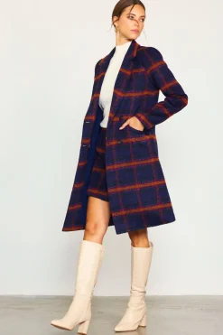 SKIES ARE BLUE Double Breasted Plaid Coat* Outerwear|Blazers
