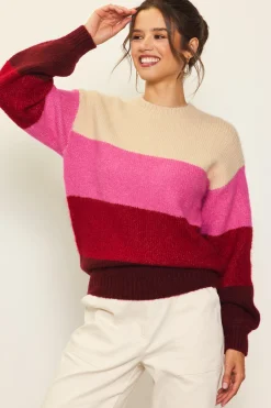 SKIES ARE BLUE Drop Shoulder Color Block Sweater* Sweaters