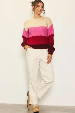 SKIES ARE BLUE Drop Shoulder Color Block Sweater* Sweaters