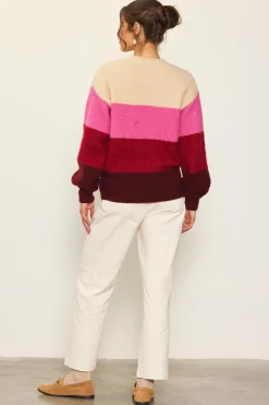 SKIES ARE BLUE Drop Shoulder Color Block Sweater* Sweaters