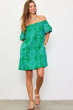 SKIES ARE BLUE Embroidered Eyelet Off Shoulder Dress* Mini Dresses