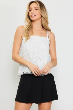 SKIES ARE BLUE Embroidered Lace Cami Top* Sleeveless Tops