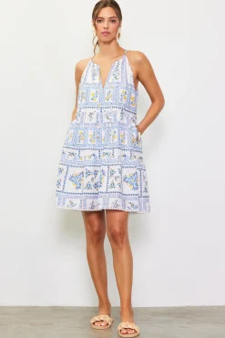 SKIES ARE BLUE Eyelet Embroidered Print Mini Dress* Mini Dresses
