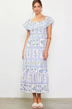 SKIES ARE BLUE Eyelet Embroidered Print Maxi Dress* Maxi Dresses