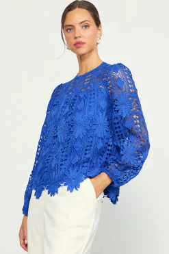 SKIES ARE BLUE Eyelet Lace Longsleeve Blouse* Blouses|Long Sleeve Tops