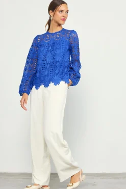 SKIES ARE BLUE Eyelet Lace Longsleeve Blouse* Blouses|Long Sleeve Tops