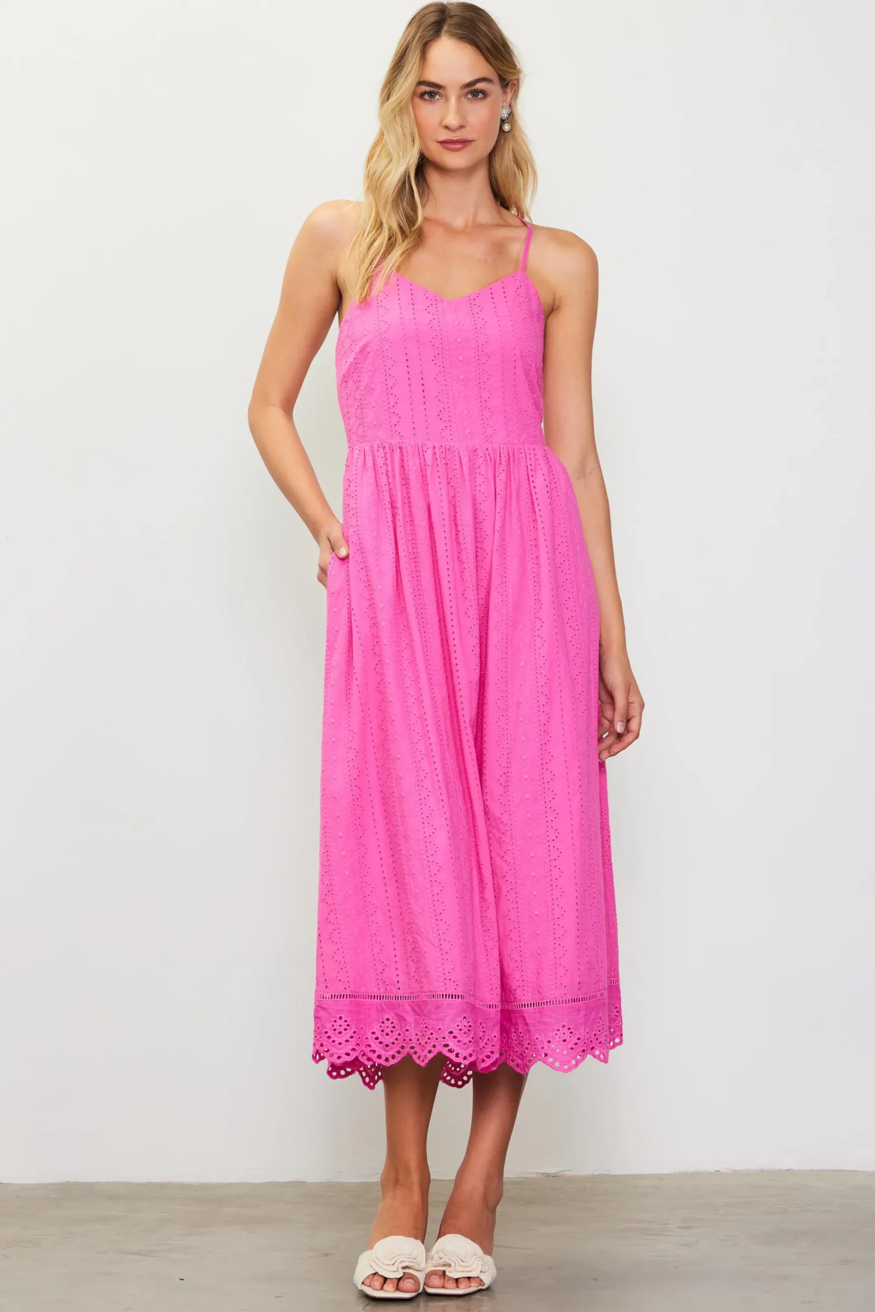 SKIES ARE BLUE Eyelet Lace Midi Dress* Midi Dresses