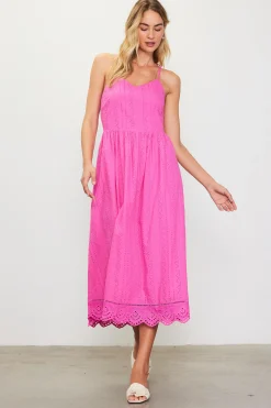 SKIES ARE BLUE Eyelet Lace Midi Dress* Midi Dresses