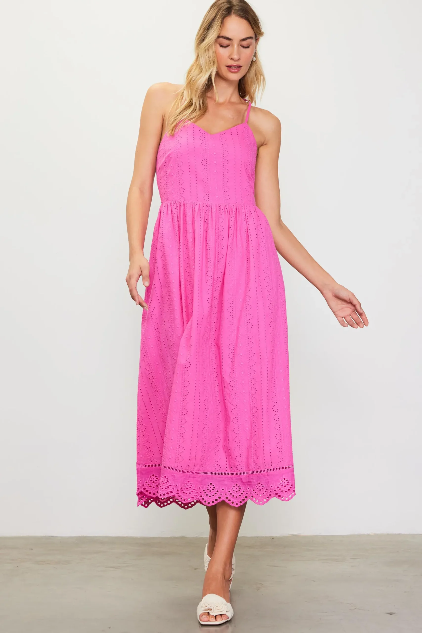 SKIES ARE BLUE Eyelet Lace Midi Dress* Midi Dresses