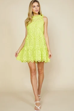 SKIES ARE BLUE Eyelet Lace Mini Dress* Mini Dresses