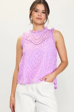 SKIES ARE BLUE Eyelet Lace Top* Sleeveless Tops