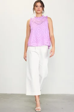 SKIES ARE BLUE Eyelet Lace Top* Sleeveless Tops