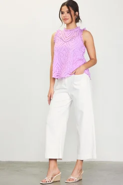 SKIES ARE BLUE Eyelet Lace Top* Sleeveless Tops