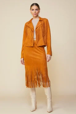 SKIES ARE BLUE Faux Leather Fringe Jacket* Outerwear