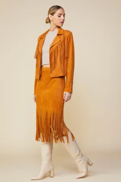 SKIES ARE BLUE Faux Leather Fringe Jacket* Outerwear