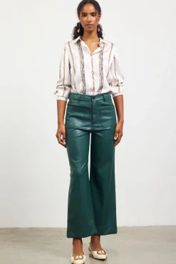 SKIES ARE BLUE Faux Leather Wide Leg Pants* Pants