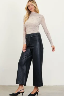 SKIES ARE BLUE Faux Leather Wide Leg Pants* Pants