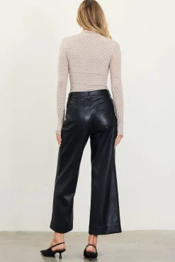 SKIES ARE BLUE Faux Leather Wide Leg Pants* Pants