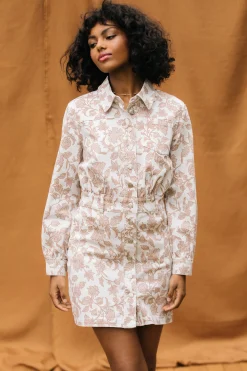 SKIES ARE BLUE Floral Denim Button Down Dress* Mini Dresses