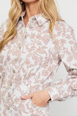 SKIES ARE BLUE Floral Denim Button Down Dress* Mini Dresses