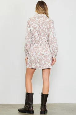 SKIES ARE BLUE Floral Denim Button Down Dress* Mini Dresses