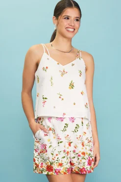 SKIES ARE BLUE Floral Motif Tank Top* Sleeveless Tops
