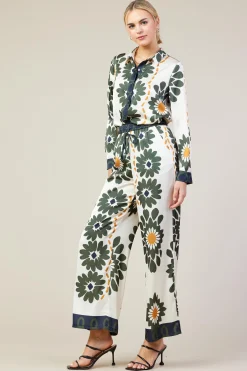 SKIES ARE BLUE Floral Print Elastic Waistband Pants* Pants