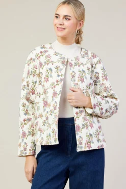 SKIES ARE BLUE Floral Print Quilted Jacket* Outerwear
