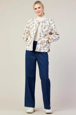 SKIES ARE BLUE Floral Print Quilted Jacket* Outerwear