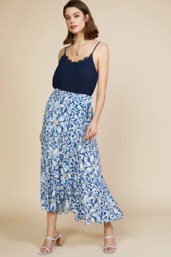 SKIES ARE BLUE Floral Print Ruffled Wrap Skirt* Skirts