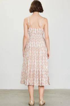 SKIES ARE BLUE Floral Print Smocked Waist Dress* Midi Dresses