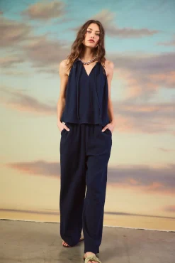 SKIES ARE BLUE Gaia Smocked Waist Wide Leg Pants* Pants