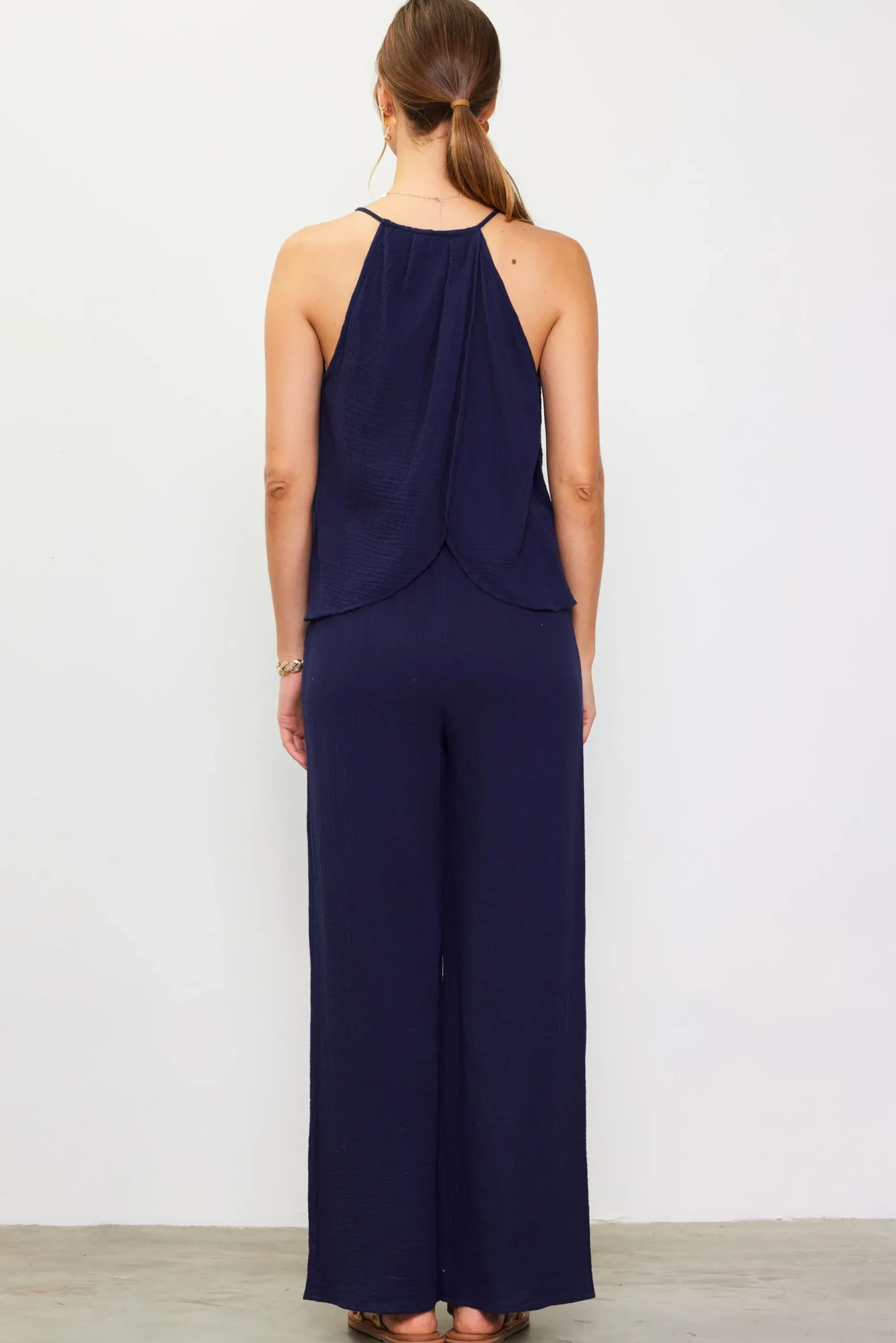 SKIES ARE BLUE Gaia Tulip Back Halter Top* Sleeveless Tops