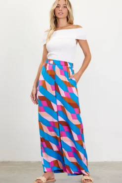 SKIES ARE BLUE Geometric Print Wide Leg Pants* Pants